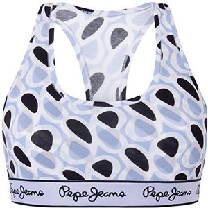Pepe Jeans P Print Rb Brlt damesbeha, Navy Blauw, XL