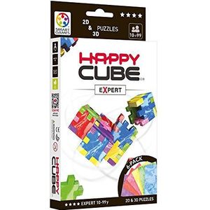 HAPPY HCE300 Expert Kartonnen Box Puzzel 3D, 6 kleuren marmer = blauw, groen, geel, fuchsia, rood en paars, 1 12 x 9 x 0,8 cm (kubus 4 cm)