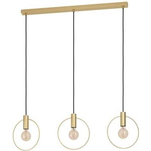 EGLO Manizales Hanglamp, minimalistische en elegante slaapkamerkroonluchter met 3 vlammen, plafondlamp voor woonkamer of eetkamer van geborsteld messing, E27-fitting