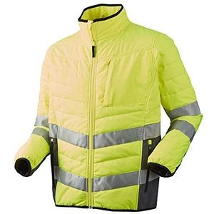 J.A.K. 111422907 Serie 11142 gewatteerde jas 100% polyester met TPU membraan EN 20471, klasse 3, geel/grijs, maat 4XL