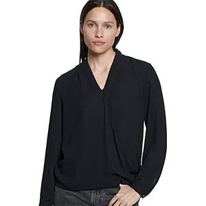 Seidensticker Damesblouse, trendy blouse, wikkellook, lange mouwen, viscose, zwart (wit 39)