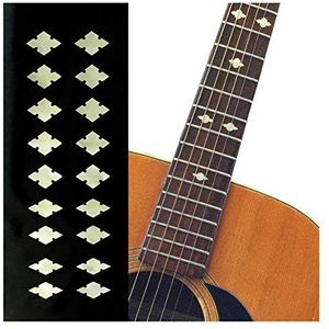 Inlaystickers F-308SD-AWP Bandmarker voor gitaar, bas, ukelele, traditionele diamanten, antiek wit