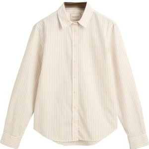 GANT Reg Poplin Gestreept T-shirt Damesblouse, Soft Oat