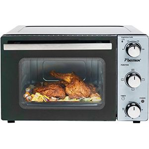 Bestron Grill Bakoven met boven- en onderwarmte, mini-oven met 20 L, 1300W, rvs / zwart