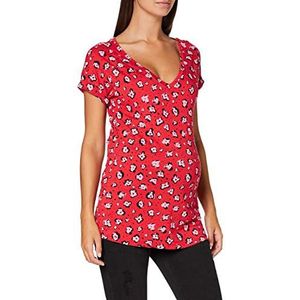 Supermom Ss Flower zwangerschapsshirt voor dames, meerkleurig (Chinees rood P459)