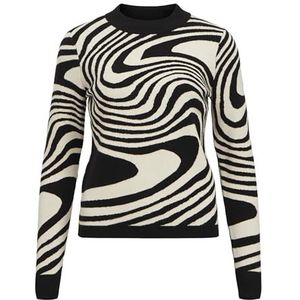 OBJRAY L/S Knit AOP NOOS trui, zwart/patroon: zandshell zebra, XL, Zwart patroon: Zebra Sandshell