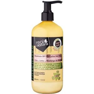 Real Natura - BFF Pro-Knoopvrije stylingcrème - Duurzame definitie - Hydrateert en vermindert kroezen - Natuurlijke glans - Zoutvrij - 500 ml