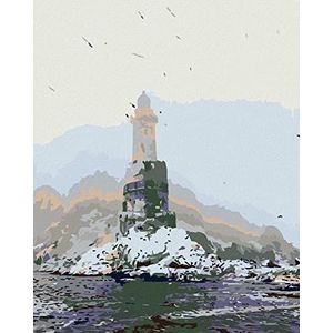 Schilderen op nummer verlichting in de mist 80x100cm zonder lijst