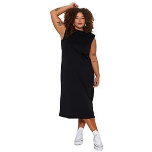 Trendyol Robe en tricot coupe décontractée pour femme, Noir, 3XL