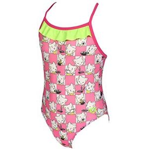 ARENA Kids Girl's Friends Swimsuit Cross Back Ao Compleet voor meisjes en meisjes, 1 stuk, Freak Rose Multi Soft Green Freak Rose