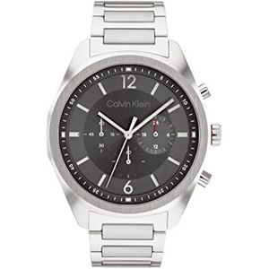 Calvin Klein Herenhorloge met chronograaf Force Collection met roestvrijstalen armband, grijs, armband, grijs., Armband