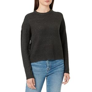 Vero Moda Vmlefile Ls O-Hals Rib Blouse GA Noos Sweater Dames, Donkergrijs gemengd, XL, donkergrijs gemêleerd