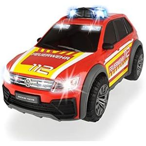 Dickie Toys 203714016 VW Tiguan R-Line brandweerauto, SUV, blauw licht en geluid, 25 cm, voor kinderen vanaf 3 jaar, rood