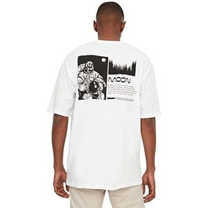 Trendyol Casual gebreid T-shirt voor heren, ronde hals, wit, M, Wit.