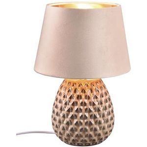 Reality Leuchten Tafellamp Ariana R51531944, beige keramische basis, beige fluweel/goud, excl. 1x E27