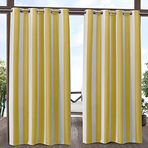Exclusive Home Curtains Canopy Stripe Grommet-panelen voor binnen en buiten, 54 x 84, sunbat/wit
