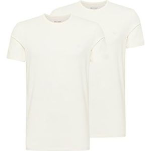 MUSTANG Lot de 2 t-shirts Allen stretch pour homme - Coupe droite - Taille S à 3XL - Blanc et noir, Genaral White 2045, XL