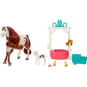 Spirit De ontembare Boemerang-badset, met paard 20 cm, minifiguren dieren en accessoires, kinderspeelgoed, HCH52