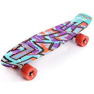 Compleet Retro Plastic Skateboard - Ideaal voor Kinderen en Tieners - Jongens en Meisjes - Kunststof Miniboard met Print - Cruiser board (GRAFFITI)