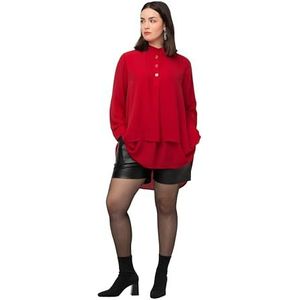 Ulla Popken Tuniek met ruches en lange mouwen, damesblouses, Rood