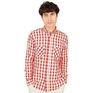 Bonamaison Comfort Fit shirt met lange mouwen en knopen voor heren, Rood