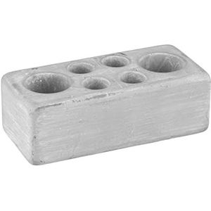 WENKO Villena Tandenborstelhouder, badkameraccessoires voor 2 elektrische borstels met maximaal 4 opzetstukken, robuust beton, natuursteenlook, afmetingen: 16 x 5,5 x 7,5 cm, grijs