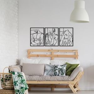 Elegante decoratieve wandaccessoires van zwart metaal, 114 x 50 cm, 100% metaal, dikte 1,2 mm, perfect voor moderne interieurdecoratie en kunstweergave