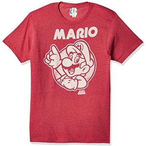 Nintendo So Mario T-shirt voor heren, heiderood, XL, Rode heide.