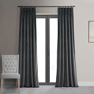 HPD Half Price Drapes Signature VPCH-184005-120-FP fluwelen gordijnen voor slaapkamer, 63 x 300 cm, natuurlijk grijs