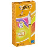 BIC 4 kleuren Sun intrekbare balpennen medium punt (1,0 mm) - fantasie-inkt, doos van 12