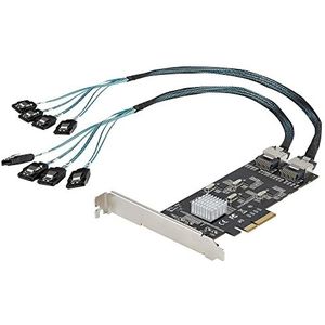 StarTech.com 8-poorts PCIe SATA-controllerkaart - PCI Express 6Gbps 4 hostcontrollers - PCIe SATA Controllerkaart - PCI-e x4 Gen 2 naar SATA III - SATA HDD/SSD (8P6G-PCIE-SATA-CARD)