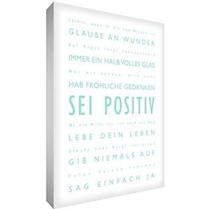 Little Helper BP1216-03RG Feel Good Art Wandsieraad van modern typografisch canvas, 40 x 30 cm, mintgroen en wit