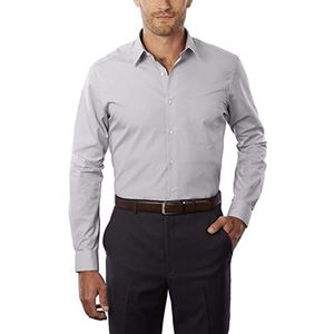 Van Heusen Poplin Fitted Solid Point Collar Dress Shirt Heren, Lichtgrijs