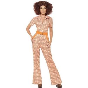 Smiffys Authentiek jaren '70 chic kostuum met veelkleurige overall, maat: Large