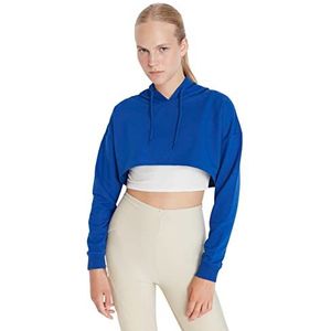 Trendyol Hood Plain Regular Sweatshirt Sweatshirt pour femme, bleu, M