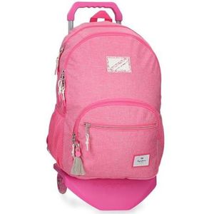 Pepe Jeans Maan Bagage Messenger Bag Meisjes, Roze, Schoolrugzak met twee vakken, aanpasbaar aan de trolley