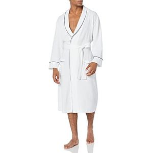 Amazon Essentials Lichte badjas met wafel voor heren (grote maten verkrijgbaar), wit, maat M/L