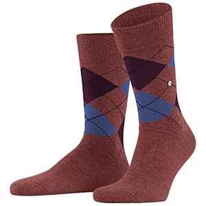 Burlington Tweed Argyle Katoenen sokken, duurzaam, dik, fantasie-motief, 1 paar sokken voor heren (1 stuk), Rood (Rust Melange 8296)