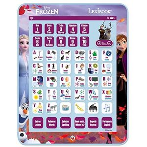 Lexibook Disney Frozen JCPAD002FZi4 leertablet voor het leren van letters, cijfers, woorden, spelling en muziek, Engels/Portugese talen, blauw