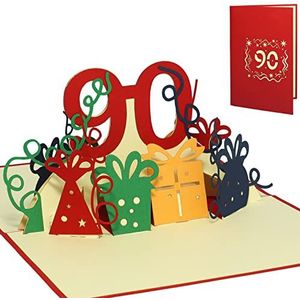 LIN POPUP® 3D pop-up wenskaart; verjaardagskaart 90e verjaardagskaart 90e verjaardag, rood (nr. 232)