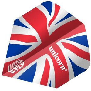 UNICORN UltraFly Ailettes de fléchettes | Motif drapeau britannique | Forme de grande aile | Polyester PET 100 microns ultra durable