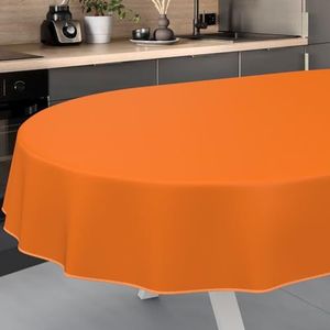 Afwasbaar tafelzeil, tuintafelkleed, voor buiten en binnen, ovaal, 160 x 140 cm, met zoom, oranje
