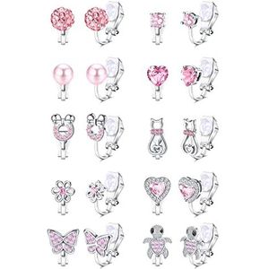 YADOCA 10 paar clip-on oorbellen voor kinderen, meisjes, zonder gat, hart, ster, regenboog, kat, bloemen, vlinder, hypoallergeen, zonder boren, kindersieraden en, Rubber