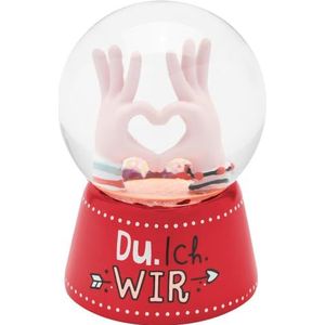 H:PPY Life 48552 Droombal Motief Jij, Ik, Wij | Sneeuwbal, Glas, Hoogte 6,5 cm, Polyresin, Gedrukt Patroon | Liefdescadeau, Valentijnsdag | 48552