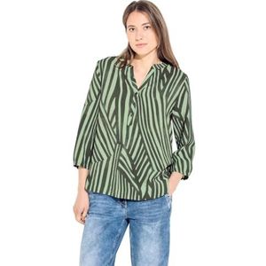 Cecil B344674 Gestreepte damesblouse, Cool Kaki