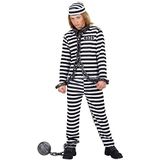 CONVICT"" wit/zwart (jas, broek, hoed) - (140 cm / 8-10 jaar)