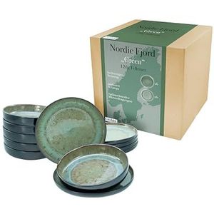 CreaTable, 21556 Serie Nordic Fjord 12-delig tafelservies van aardewerk, vaatwasser- en magnetronbestendig, hoogwaardige productie