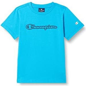 Champion Legacy Neon Spray-Logo S/S T-shirt voor kinderen en jongeren, fluorescerend, 3-4 jaar, fluorescerend blauw