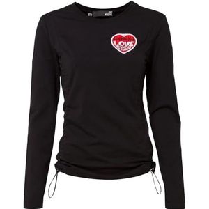 Love Moschino Dameslegging met lange mouwen met logo elastisch koord patch Love Storm Heart, zwart, 42, zwart.