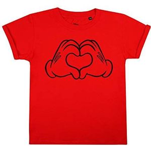Disney Mickey Mouse Love Hands T-shirt meisje, Rood (Rood Rood)